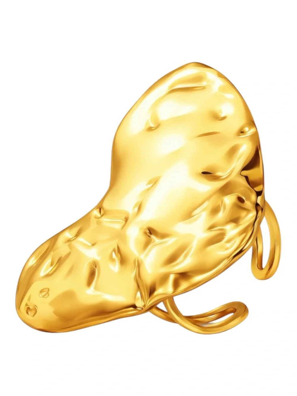 18K Gold Plated Sculptural Heart Statement Ring Adjustable Waterproof